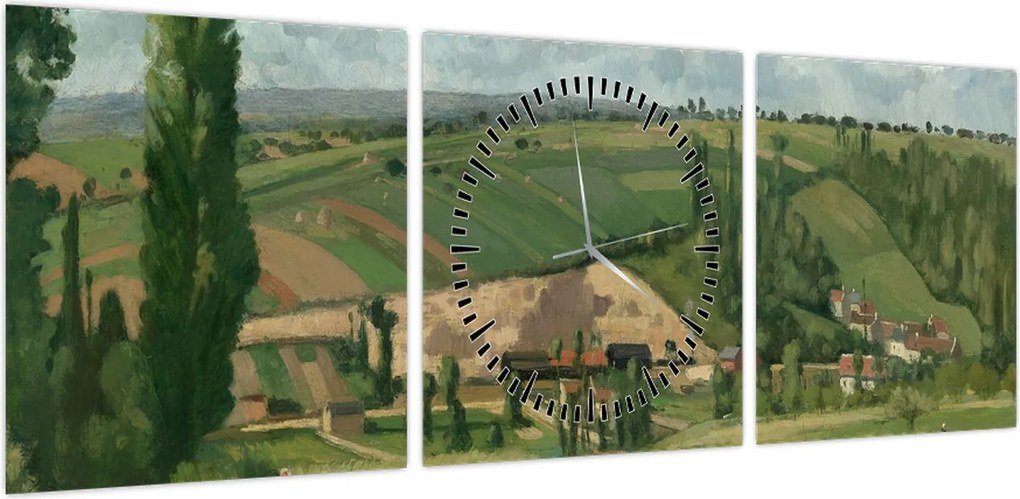 Obraz - Camille Pissarro, Landscape at Les Pâtis, Pontoise, reprodukcje (z zegarem) (90x30 cm)