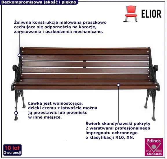 Żeliwna ławka parkowa z ornamentem - Idra