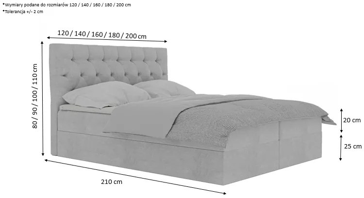 Łóżko kontynentalne BLANCA 2 - 160x200