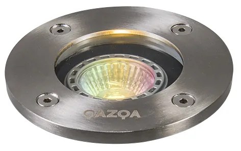 Zewnetrzna Inteligentny reflektor gruntowy ze stali nierdzewnej z WiFi GU10 IP65 - Basic Round Nowoczesny Oswietlenie zewnetrzne