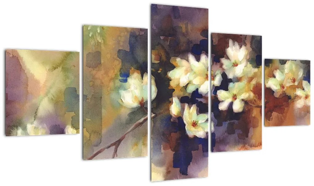 Obraz - Białe magnolie, malarstwo (125x70 cm)
