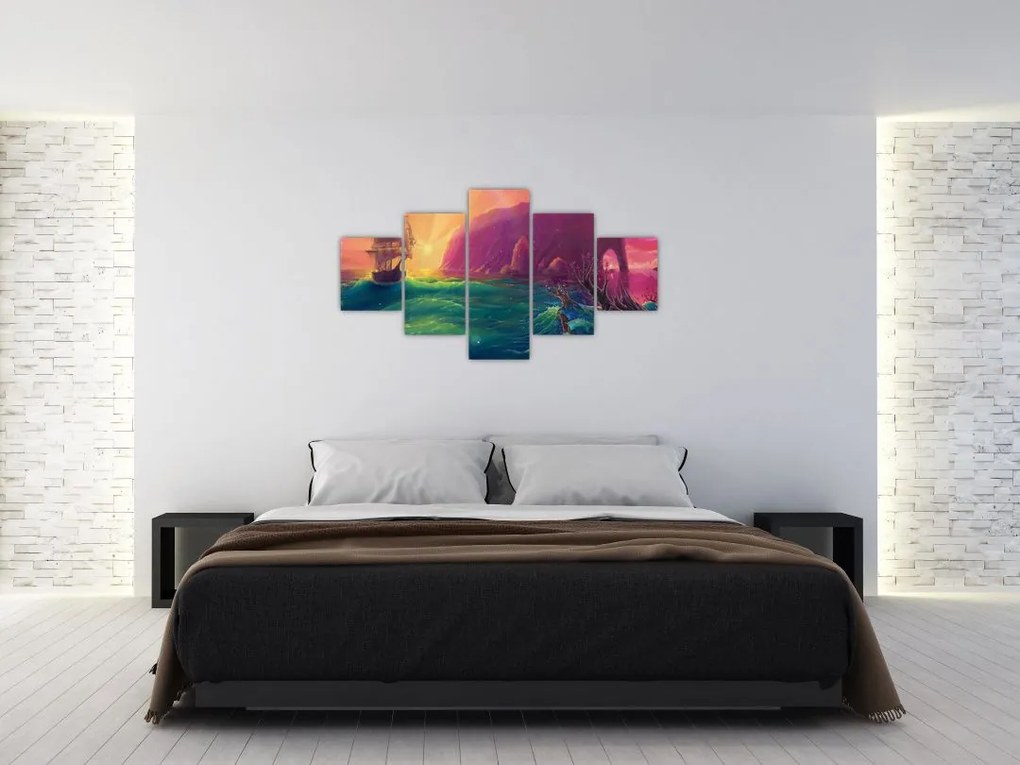 Obraz - Obraz olejny, Podróż do fantastycznego królestwa (125x70 cm)