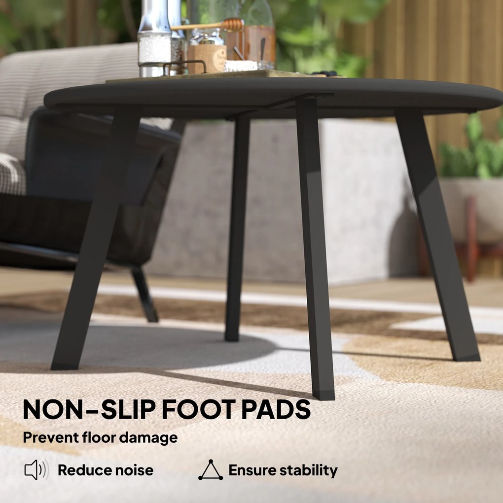 Metalowy Okrągły Stolik Kawowy Outsunny Odporny na Warunki Pogodowe Śr.70 x 42H cm Czarny