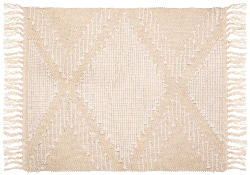 Dywan beżowy Cot Sand, bawełniany, boho, 60 x 90 cm