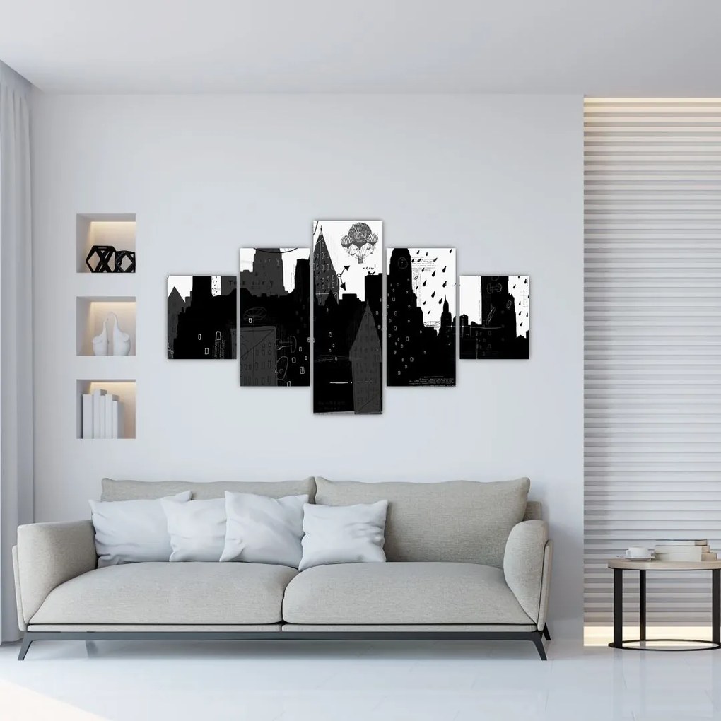 Obraz - Miasto z napisami i wzorami (125x70 cm)
