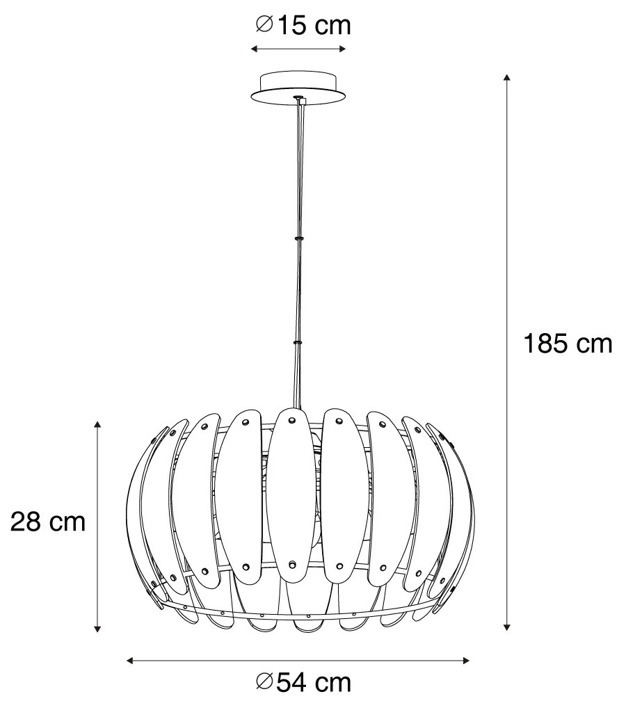 Designerska lampa wisząca czarna z okrągłym przydymionym szkłem, 6-punktowa - Mochan Nowoczesny Oswietlenie wewnetrzne