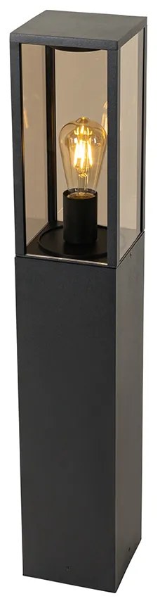 Zewnetrzna Stojąca lampa ogrodowa czarna z przydymionym szkłem 80 cm IP44 - Charlois Nowoczesny Oswietlenie zewnetrzne