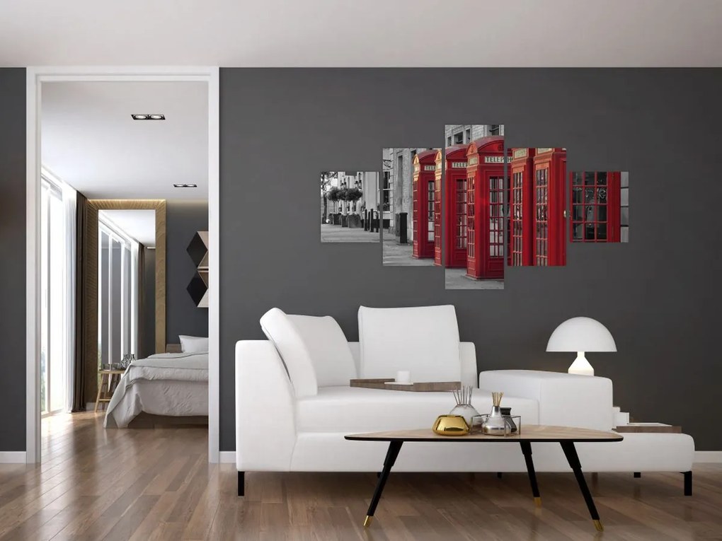 Obraz - Budki telefoniczne w Londynie (125x70 cm)