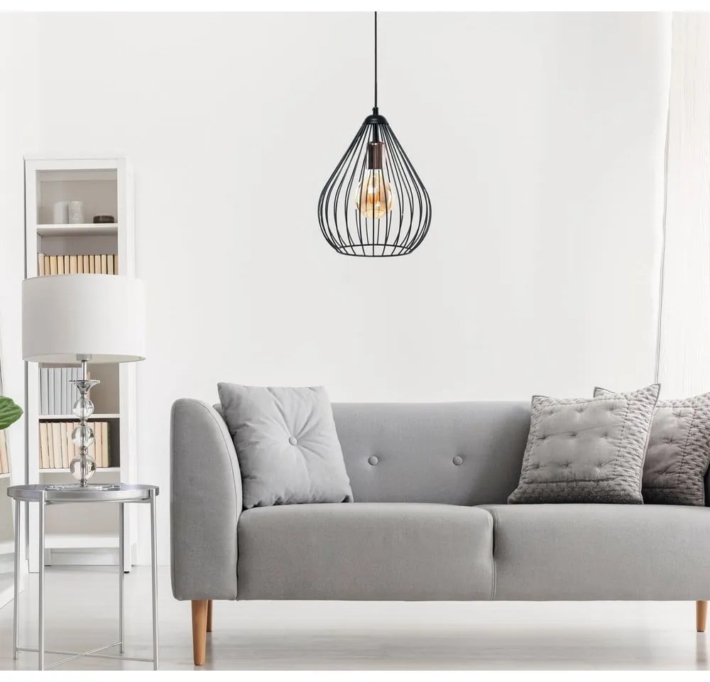 Czarna lampa wisząca z metalowym kloszem ø 24 cm Fasah – Opviq lights