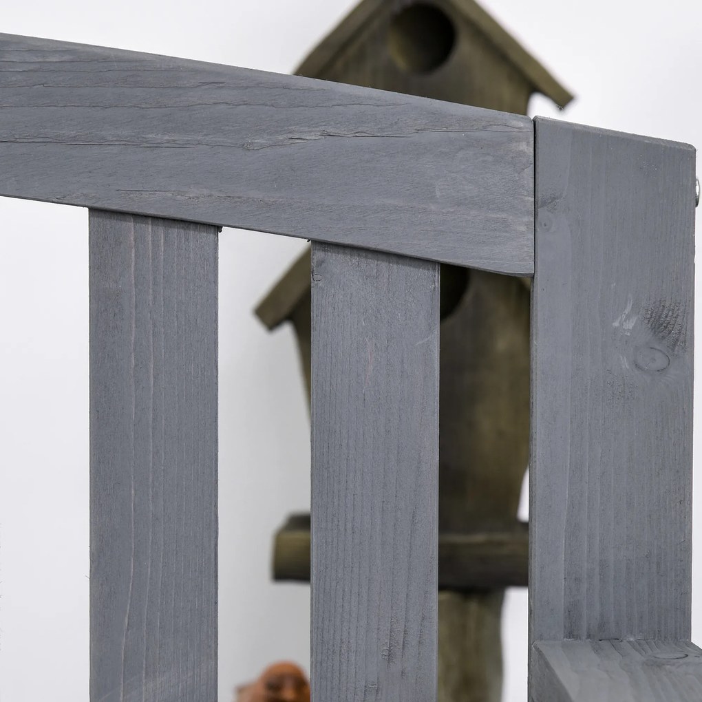 Outsunny 2-osobowa ławka ogrodowa z drewna, odporna na warunki atmosferyczne, z oparciem, udźwig 240 kg 143 x 51 x 85 cm, Szary | Aosom PL