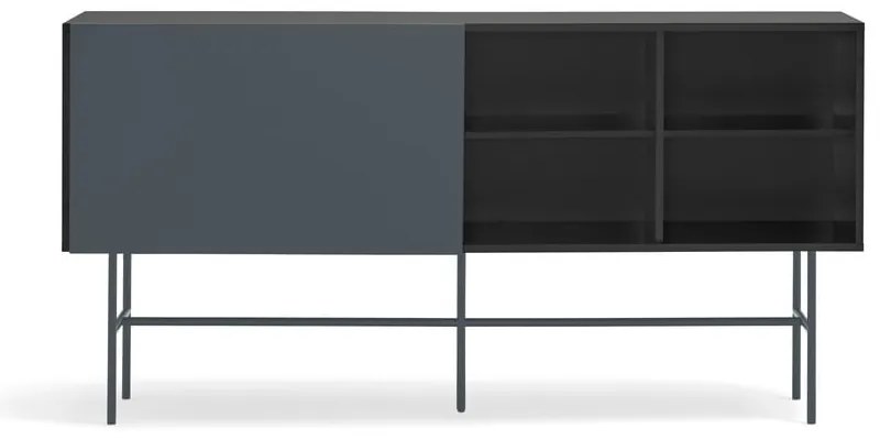 Czarno-antracytowa niska komoda z drzwiami przesuwnymi 180x91 cm Nube – Teulat