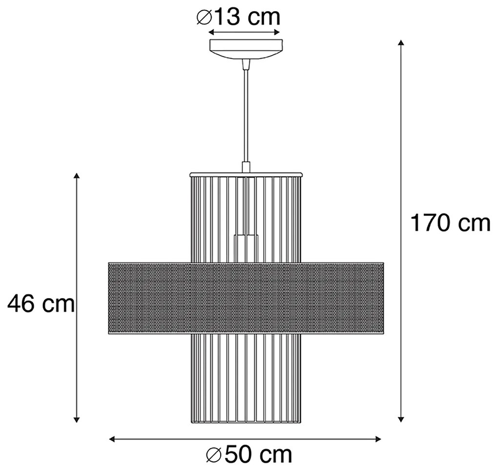 Inteligentna lampa wisząca złota z czarną 50 cm z WiFi G95 - TessDesignerski Oswietlenie wewnetrzne