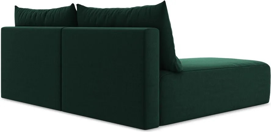 Ciemnozielony aksamitny rozkładany/ze schowkiem narożnik (lewostronny/z szezlongiem) Kalena – Makamii