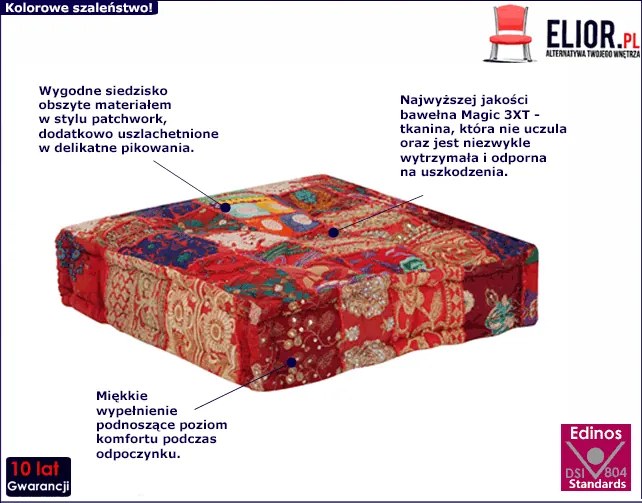 Kwadratowa pufa patchwork - Reo 2X