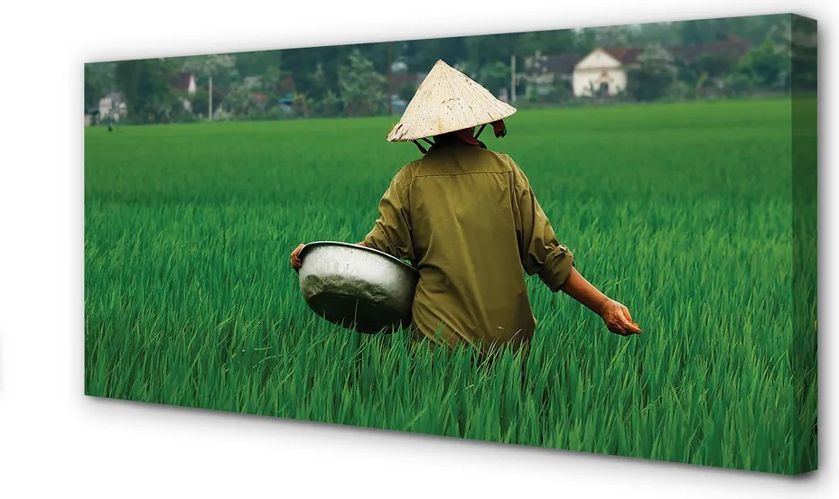 Fotoobraz na płótnie Człowiek na Trawie