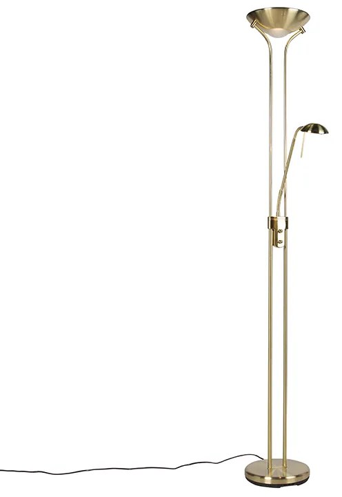 Lampa stojąca złota z lampką do czytania, w tym LED i ściemniacz - Diva 2