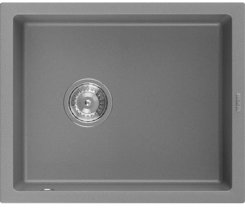 Mexen Pedro zlewozmywak granitowy 1-komorowy 560 x 460 mm, szary, syfon chrom - 6508561000-71