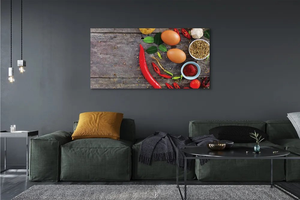 Obraz drukowany na płótnie Kompozycja z Jajkiem i Papryczką