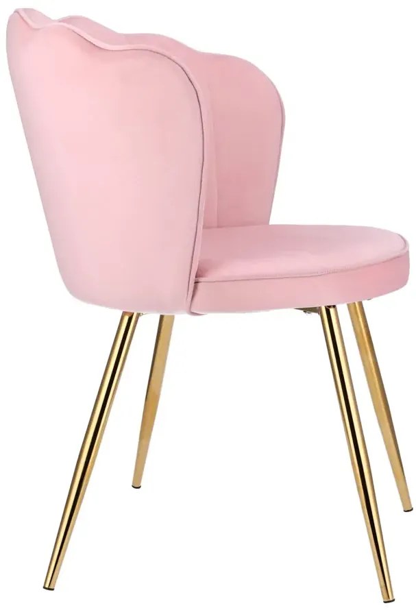 Różowe tapicerowane krzesło na złotych nogach A6-R20