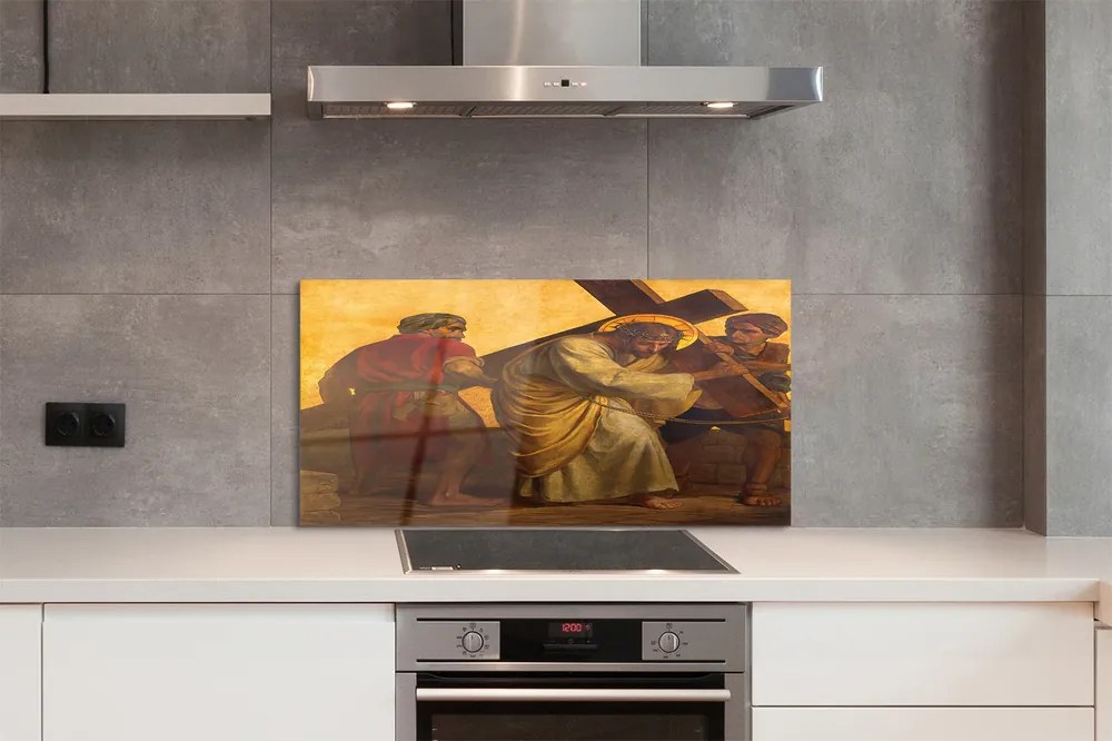 Szklany Panel Jezus i Ludzie pod Krzyżem