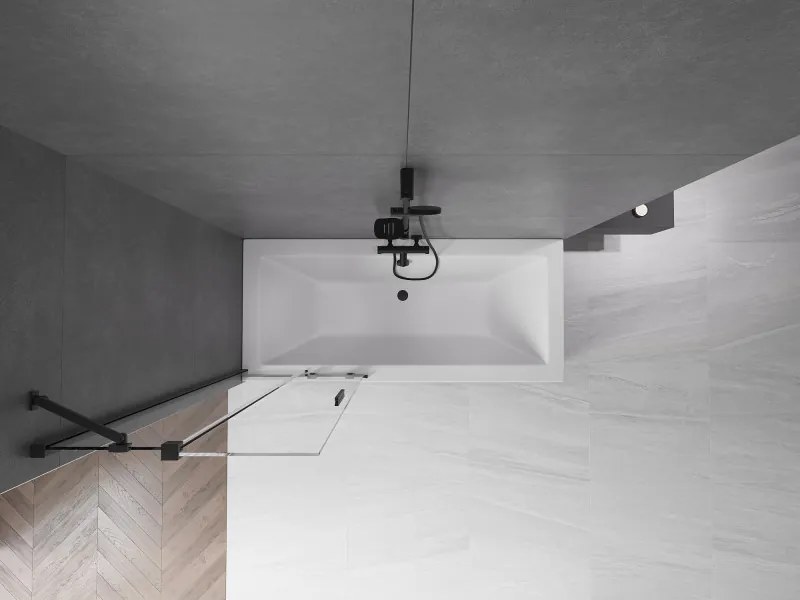 Mexen Velar parawan nawannowy 2-skrzydłowy rozsuwany 75 x 150 cm, transparent, czarny - 896-075-000-01-70