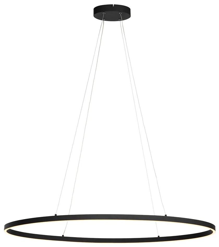 Designerska lampa wisząca czarna owalna z wbudowanym LED 3-stopniowo ściemnialna - OvalloDesignerski Oswietlenie wewnetrzne