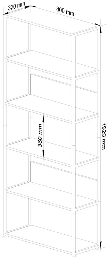 Szeroki regał metalowy biały + dąb artisan P6-B27