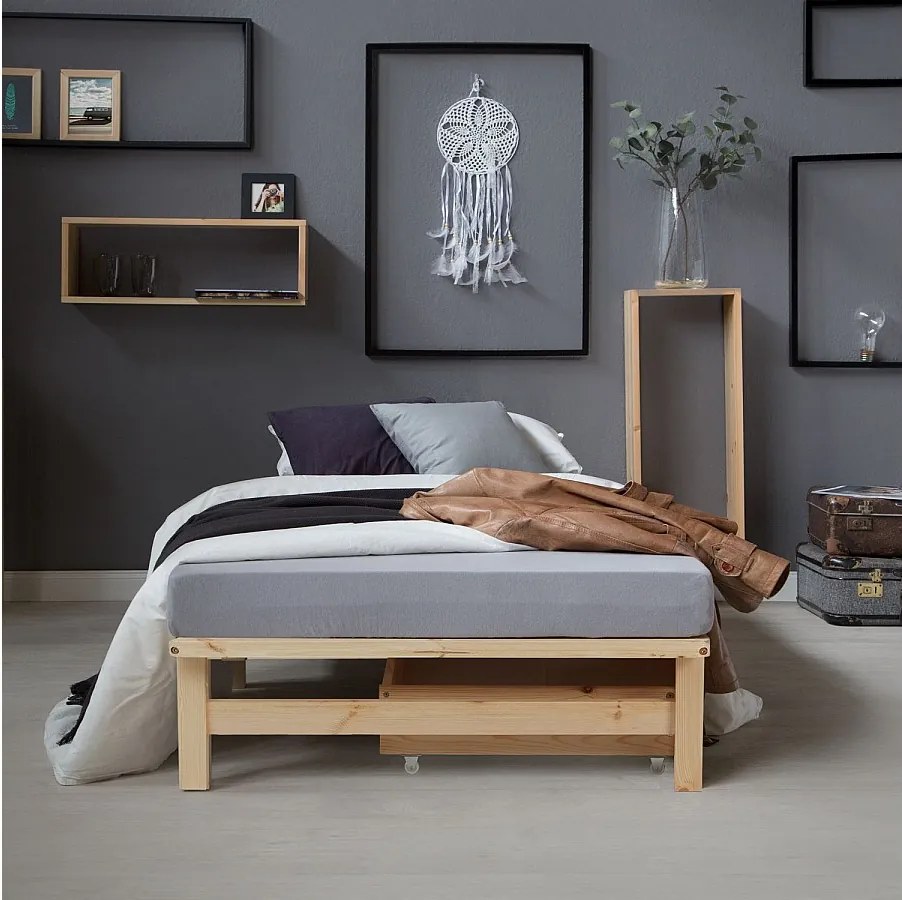 Łóżko 90x200 cm Naturalna Paleta