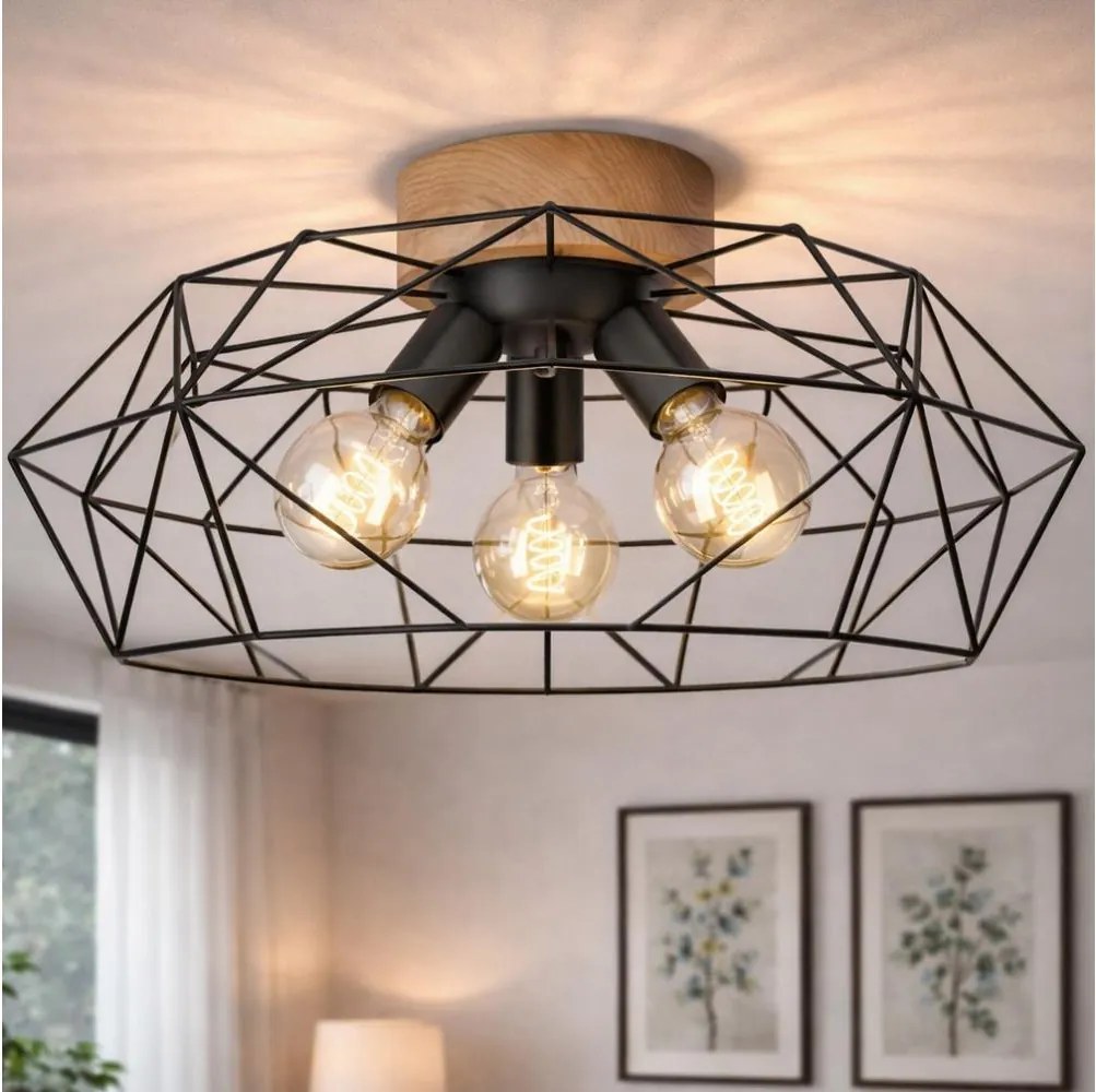 Brilagi - Oprawa sufitowa WOODY BASKET 3xE27/60W/230V śr. 60 cm dąb