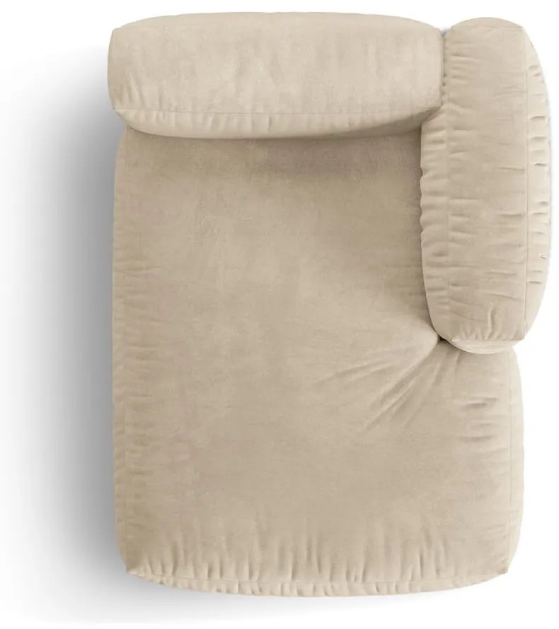 Beżowy aksamitny moduł sofy (prawostronny) Martina – Micadoni