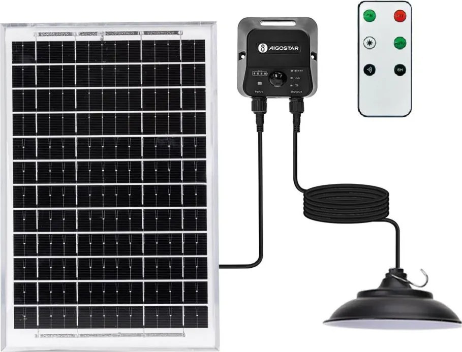 Aigostar - Solarna lampa wisząca LED na linkę z czujnikiem LED/3,7V 6000 mAh IP65 + pilot