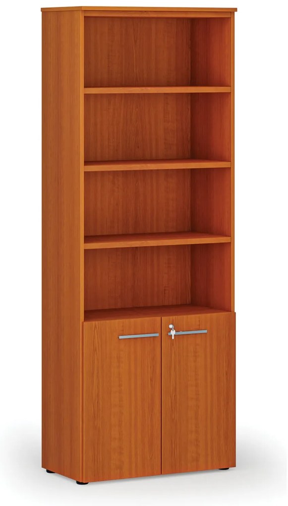 Szafa biurowa kombinowana PRIMA WOOD, drzwi na 2 poziomach, 800 x 420 x 2128 mm, wiśnia