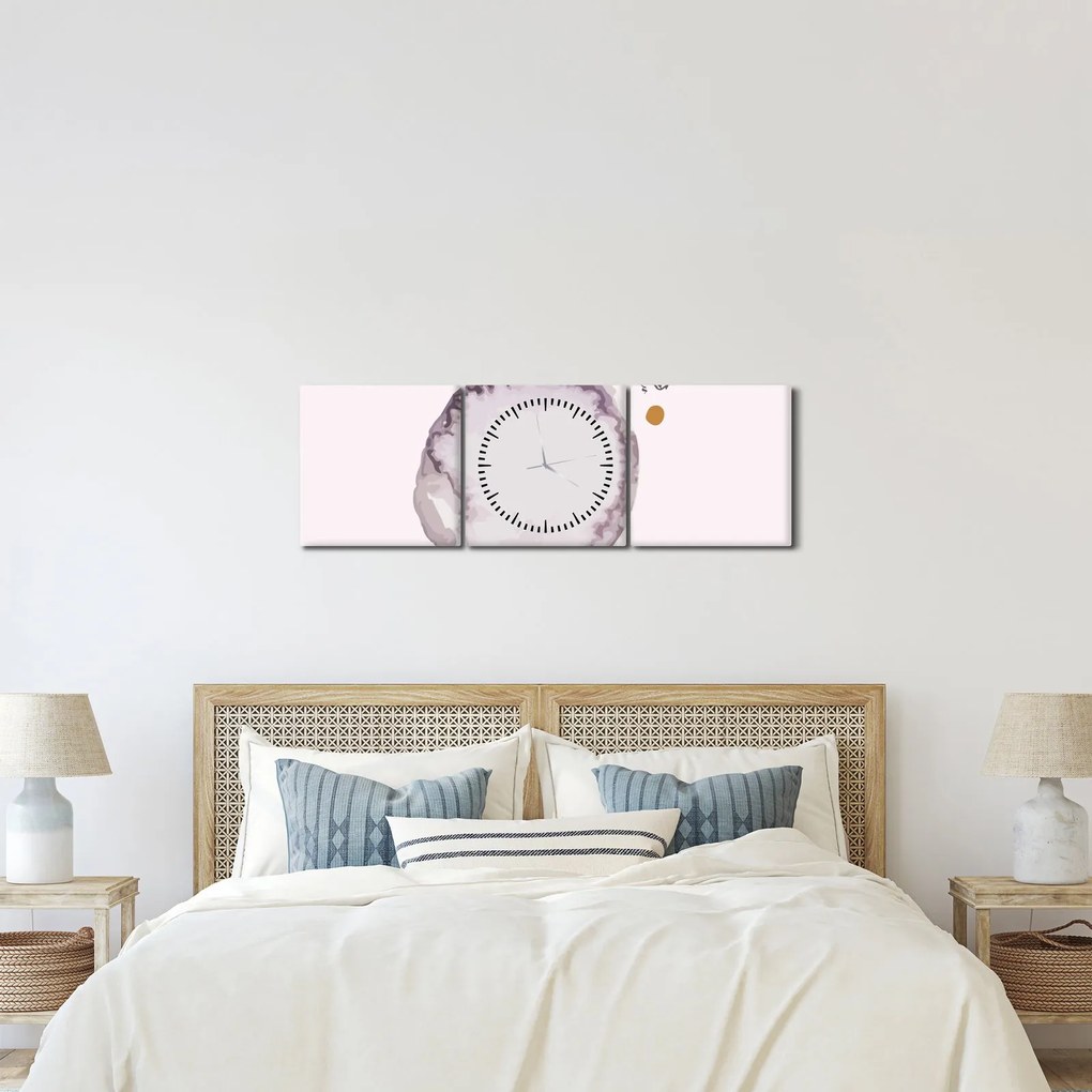 Obraz - Fioletowy minimalizm N⁰4 (z zegarem) (90x30 cm)