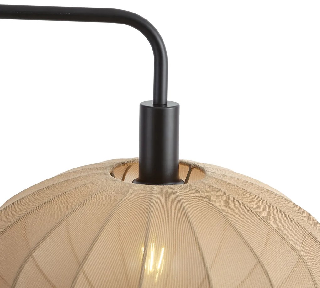 Lampa podłogowa Japandi czarna z brązowym materiałowym abażurem - BidaJapandi Oswietlenie wewnetrzne