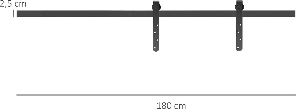 HOMCOM Zestaw okuć do drzwi przesuwnych 180 cm – Kompletny zestaw z szynami, rolkami, systemem zapobiegającym wyskakiwaniu i stalą węglową