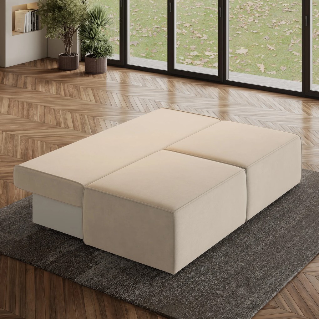 Masseno Narożnik VARNA z funkcją spania i pojemnikiem na pościel Narozniki L, Rozkładana sofa - Kremowy, MONOLITH 04