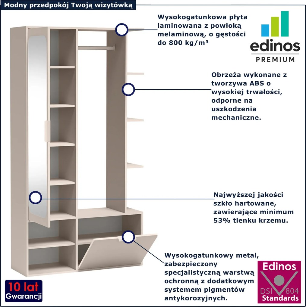 Beżowa garderoba do przedpokoju z szafka na buty kaszmir P7-S70
