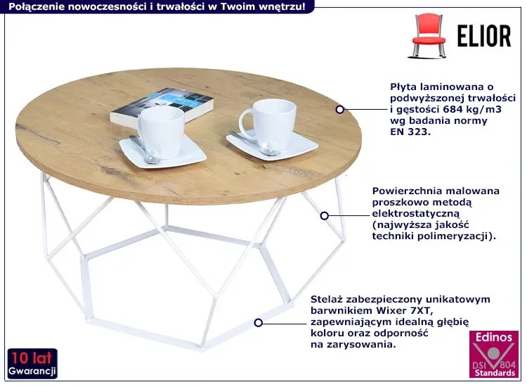 Stolik kawowy w stylu skandynawskim dąb lancelot - Liliana 5X