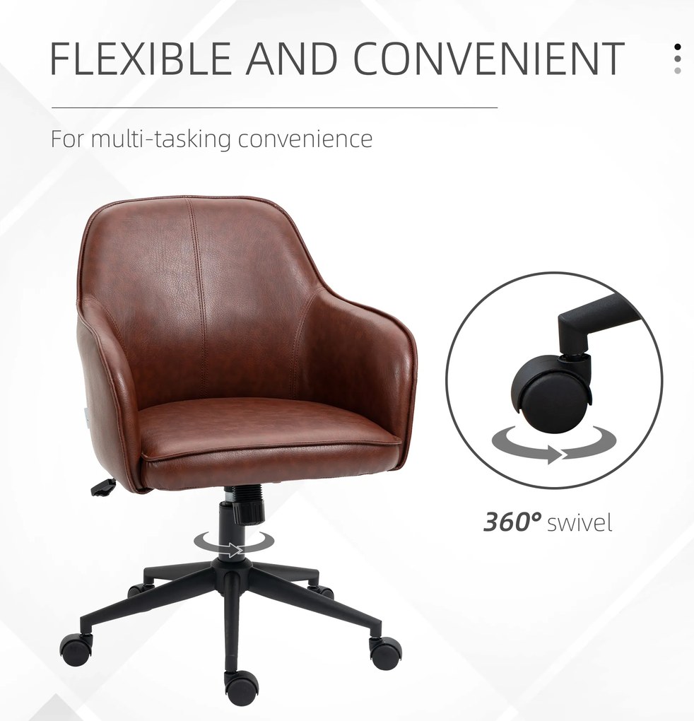 Vinsetto Krzesło biurowe ergonomiczne obrotowe z regulacją wysokości brązowe 58,5x62x91cm | Aosom PL