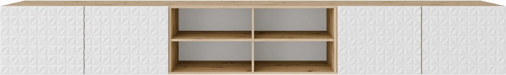 Szafka RTV wisząca ROVA 300 cm do Salonu pod Telewizor - Dąb artisan