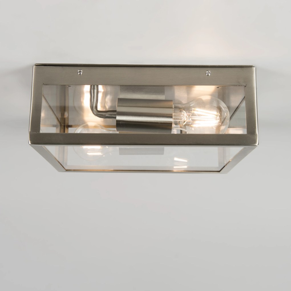 Zewnetrzna Nowoczesna kwadratowa lampa sufitowa zewnętrzna stalowa 2-światłowa - Rotterdam Nowoczesny Oswietlenie zewnetrzne