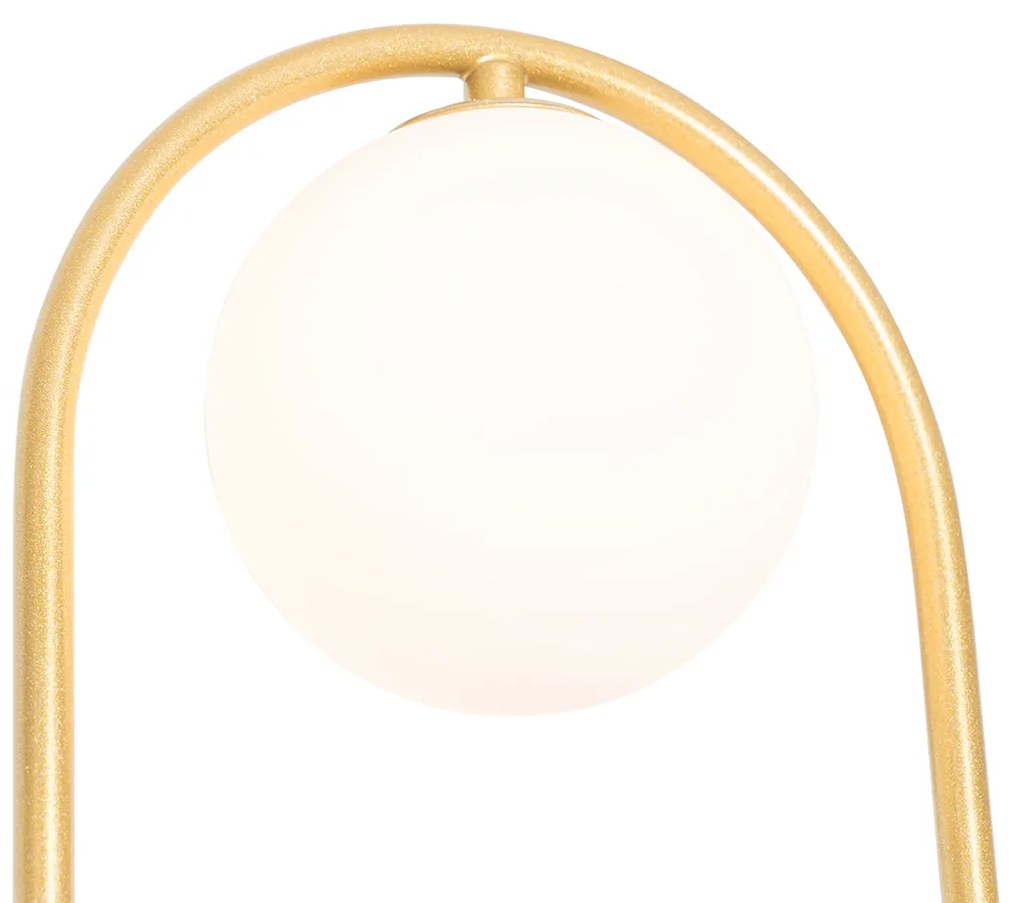 Lampa ścienna w stylu art deco złota z białym szkłem - Isabella ArtDeco Oswietlenie wewnetrzne
