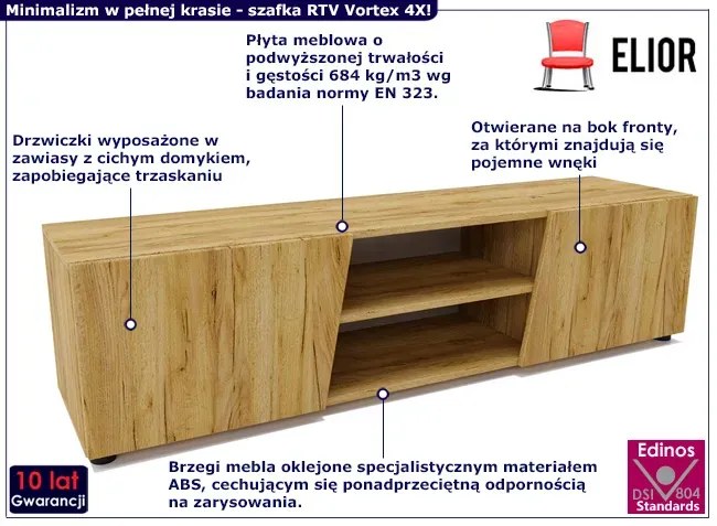 Nowoczesna szafka RTV na nóżkach dąb craft - Allon 4X