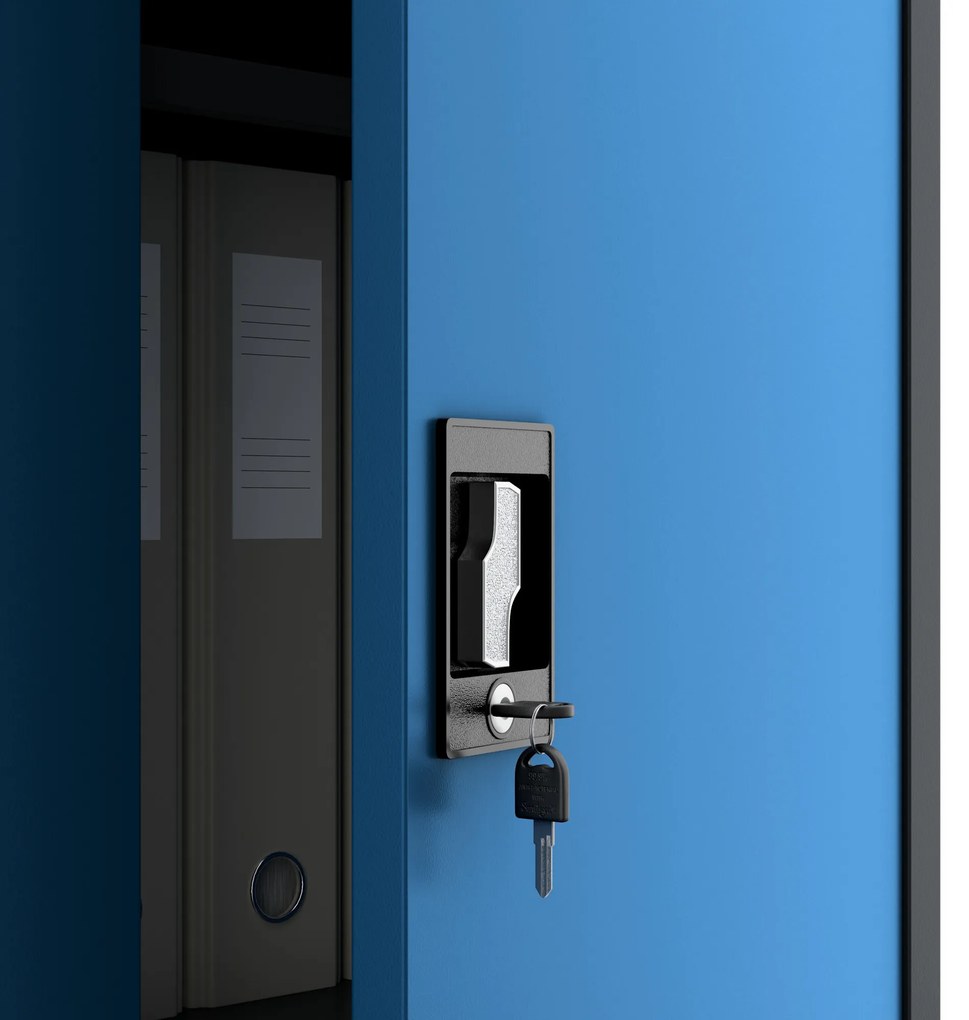 Szafa gospodarcza zamykana DAWID 900 x 1850 x 450 mm, antracytowo-niebieska