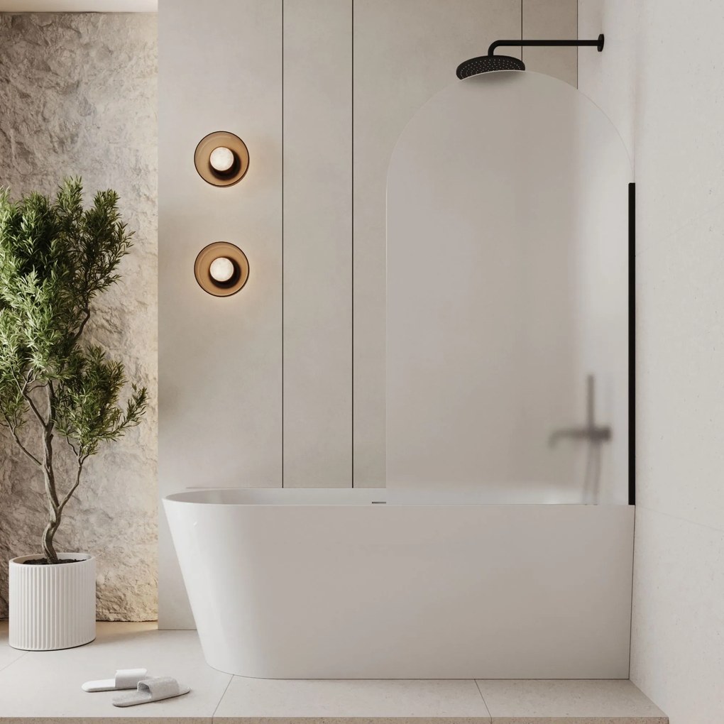 Parawan nawannowy półokrągły MOLIS Oval Satin szkło satynowe matowe | Różne rozmiary : Kolor profili kabiny - złoty szczotkowany, Rozmiar - 80x140 cm