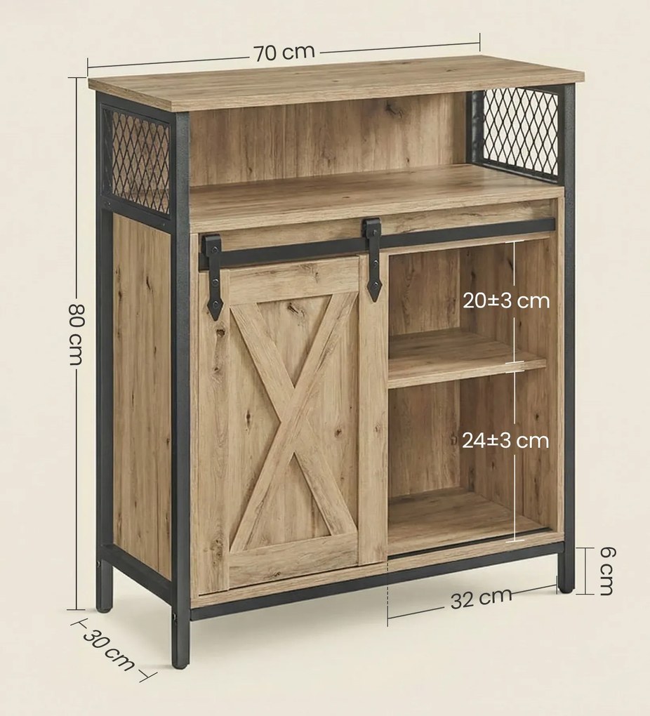 Komoda w stylu loft z drzwiami przesuwnymi dab artisan E2-R26
