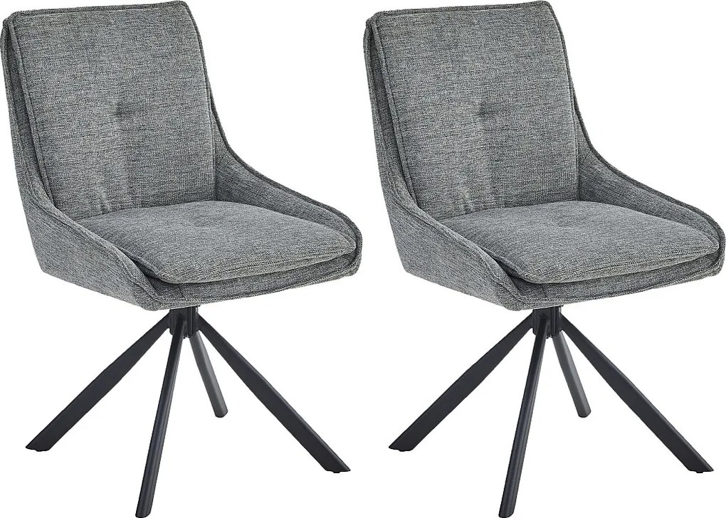 Krzesła do jadalni zestaw 2 szt. - tkanina i metal - szare - BERTOLD
