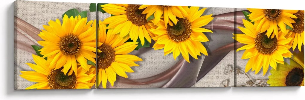 Obraz - Świecące kwiaty słonecznika (170x50 cm)