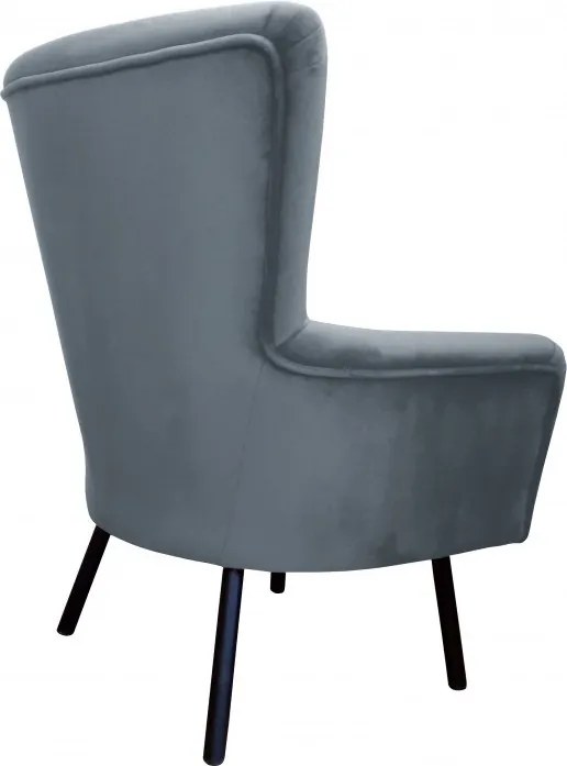 Fotel TULIP tkanina Welur noga metalowa Uszak luksusowy komfort salonu : Kolor nogi - Czarna, Kolor tkaniny - VELVET - BL06