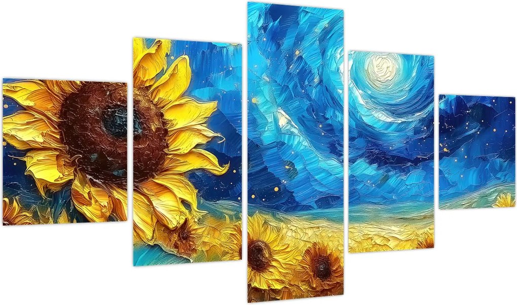 Obraz - Malowanie słoneczników (125x70 cm)